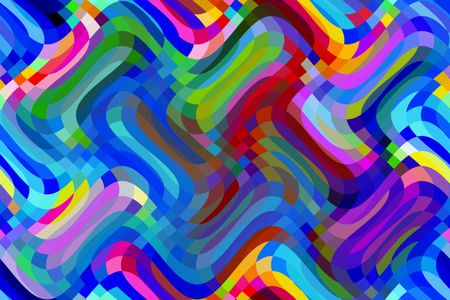 Multicolored abstract of overlapping sine waves with checkered areas of intersection