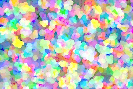 Impressionistic summery multicolored abstract of rounded pastel polygons in profusion, like so many wildflowers, with much overlapping for three-dimensional effect