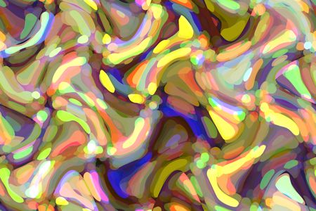 Abstract illustration of a swirling stream with gobs of color