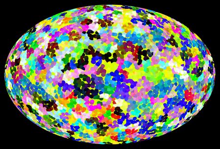 Easter egg decorated with many dots of various colors, isolated on black