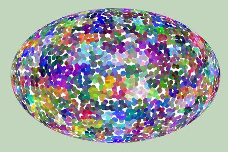 Multicolored abstract of speckled Easter egg with a white interior background, isolated on aqua