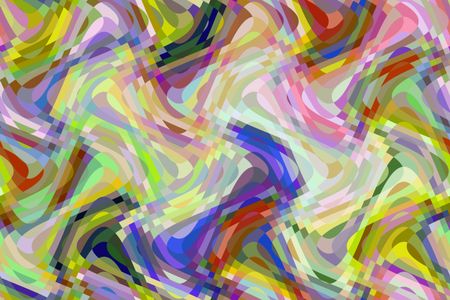Multicolored abstract of sine waves overlapping vertically and horizontally with checkered areas of intersection, for themes of variety, changeability, and transformation
