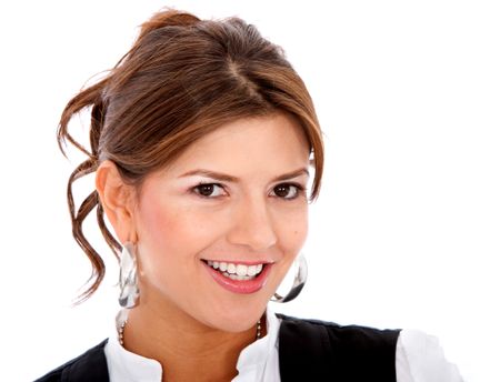 business woman smiling isolated over a white background