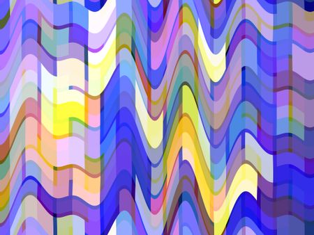 Wavy varicolored abstract with narrow stripes intermingled vertically and horizontally with broad 