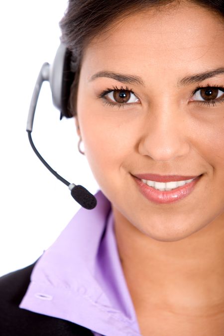 Beautiful woman with a headset - Business concepts