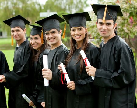 group graduation of students looking very happy