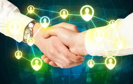 Business handshake, social netwok concept