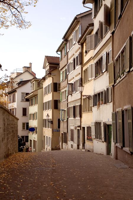 row of zurich apartments in a beautiful backstreet