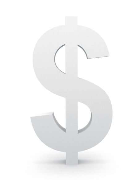 dollar symbol over a white background in 3d