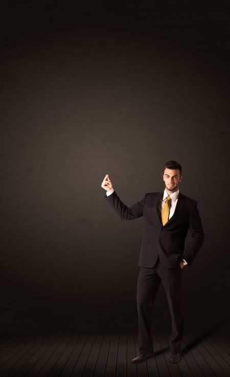 Businessman makings gestures with his hands