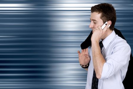 business on the move - cell phone conversation in a corporate environment