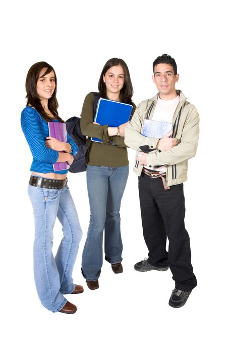 casual young students on a white background