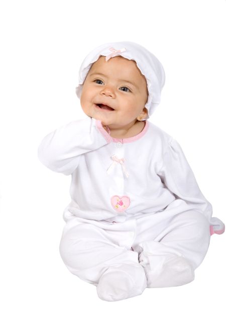 happy baby portrait over a white background