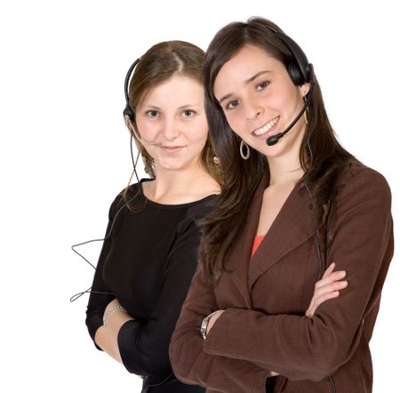 Beautiful Customer Support Girls over a white background