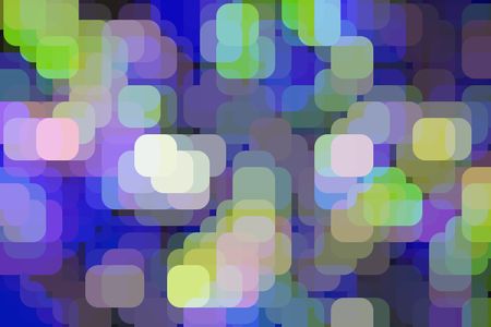 Multicolored background abstract of many rounded squares with geometric alignment, as on a grid, overlapping for three-dimensional effect
