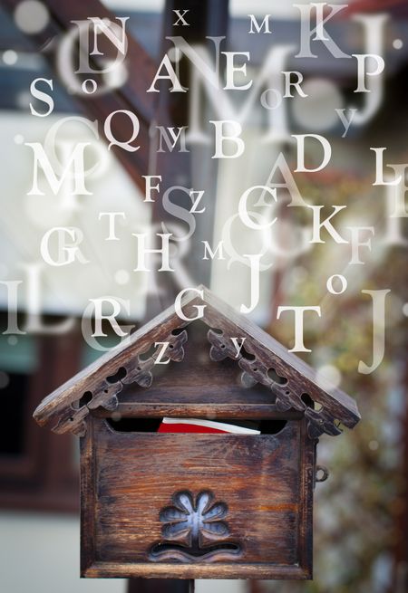 Street mail box with letters comming out