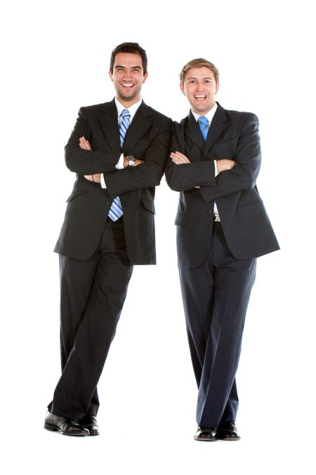 business-man-leaning-partner-isolated-white-24367060 Business man leaning on his partner isolated on white