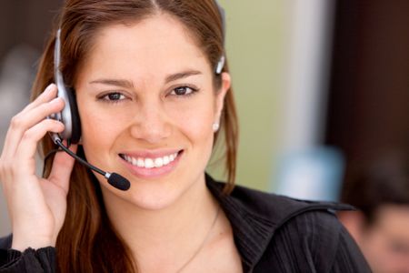 business customer operator smiling in an office