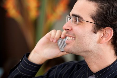 businessman talking on the phone in an office