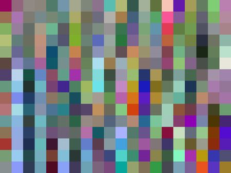 Multicolored abstract two-dimensional mosaic of solid squares of uniform size and various colors on a simple grid