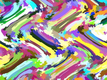 Kaleidoscopic abstract of streaks and clusters of irregular polygons in multiple colors of spring and summer
