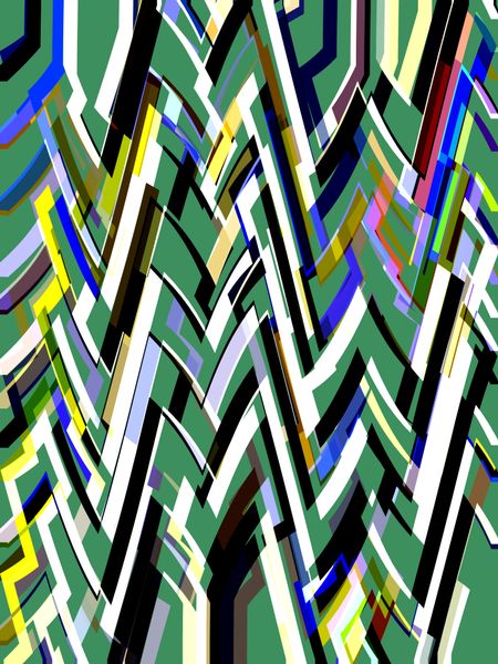 Geometric multicolored abstract with green background