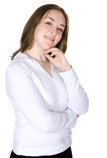 confident business woman portrait over a white background