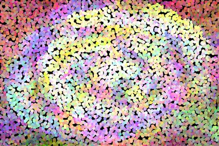 Bright varicolored pointillist abstract of adhesive dots on black