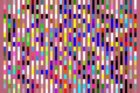 Multicolored mosaic abstract of parallel banded stripes on pink