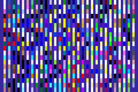 Multicolored mosaic abstract of parallel banded columns on blue