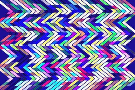 Bright geometric abstract with multicolored zigzags in a snazzy pattern on dark blue background