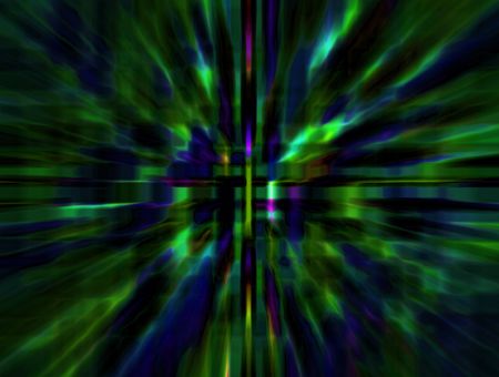 Hypothetical abstract of wormhole with radial blur seen from starship accelerating at warp speed 7