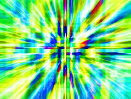 Bright abstract illustration of wormhole with radial blur seen from starship accelerating at warp speed 5