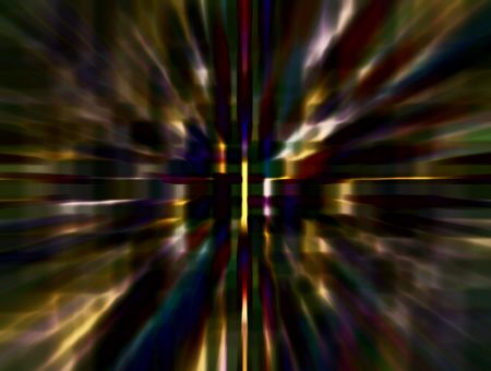 Hallucinatory abstract of narrow wormhole with radial blur seen from starship accelerating at warp speed 27