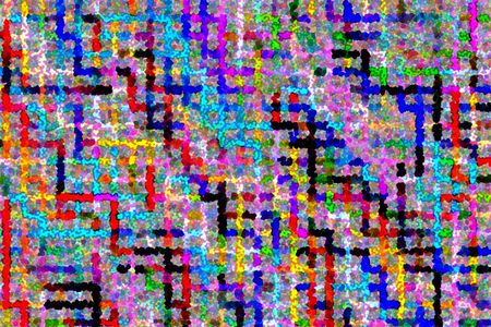 Multicolored pointillist abstract of a geometric grid