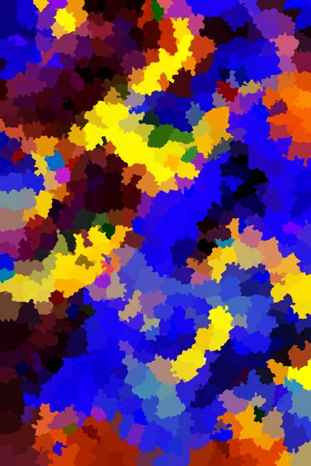 Multicolored crystallized abstract of bright foliage for themes of summer or autumn, also suggestive of a coral reef