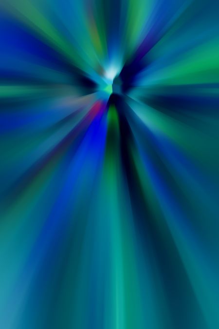 Abstract illustration with zoom blur of radial streaks of various colors, for themes of origin, expansion, and the unknown