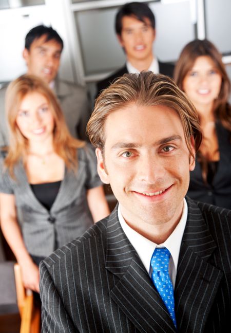 business man and his team in an office