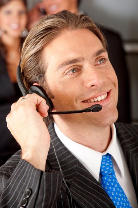 Customer services representative man in an office