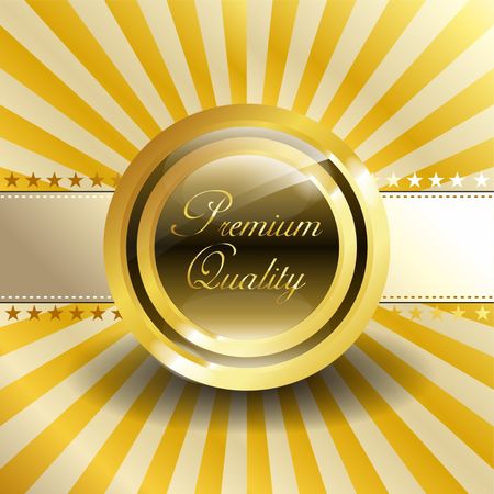 Golden premium quality icon with gold background