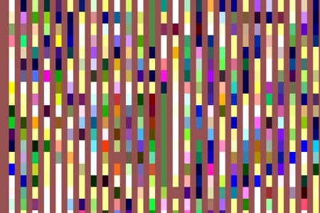 Multicolored geometric abstract illustration of parallelism, with stripes of several lengths and various colors on wine red, for decoration and background