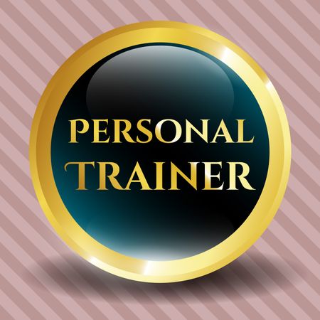 Personal trainer golden object or icon with background