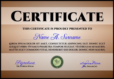 Brown certificate or diploma template, modern design