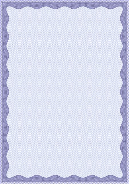 Blue certificate or diploma border. Isolated template.