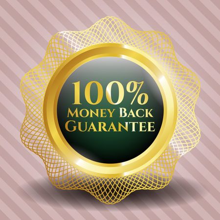 Money back guarantee golden icon. Complex design with background.