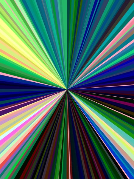Multicolored abstract of many beams with radial symmetry, for themes of emission, origin, diversity or universality
