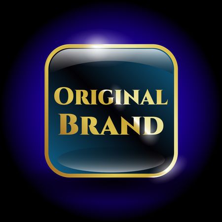 Original brand object. Golden emblem.
