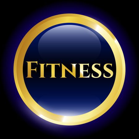 Fitness golden label with blue background