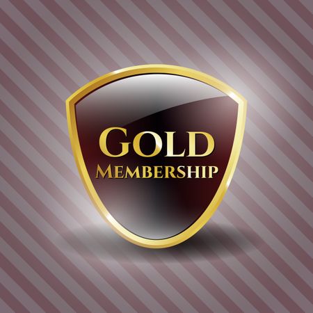 Gold Membership icon. Golden label.