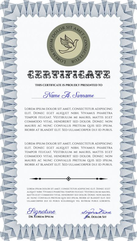 Vertical certificate or diploma template. Modern design